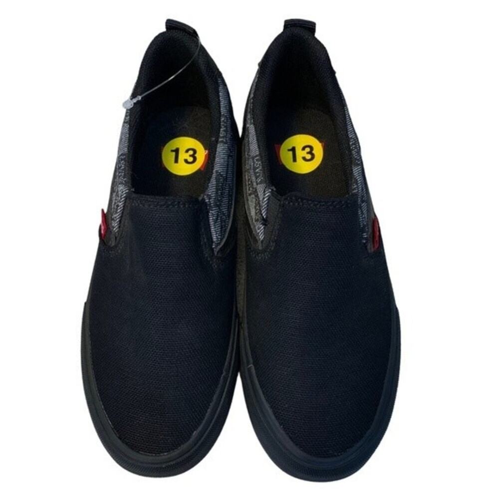 Levis Boy Slip on Shoes Size 13 Black with Red Levi Tag NWOT